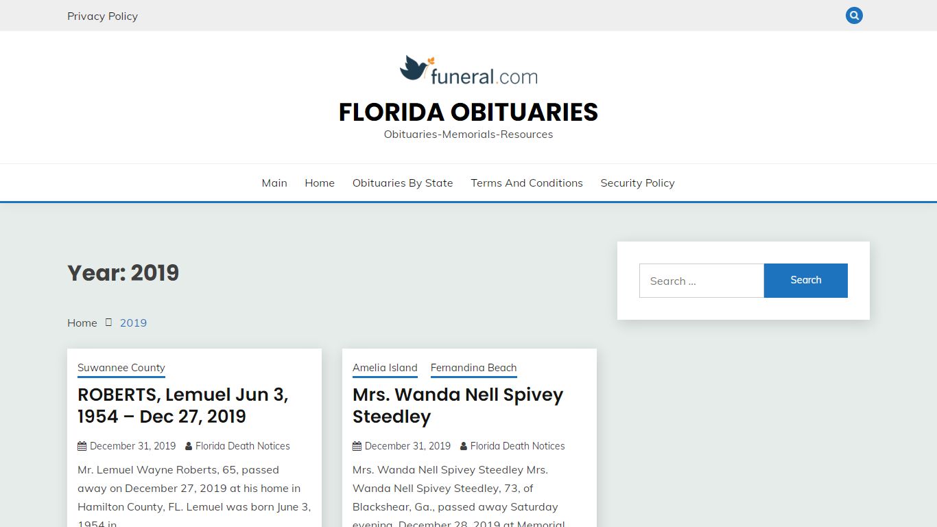 2019 – Florida Obituaries - funeral.com